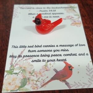 Hand Crafted Red Glass Cardinal Figurine Accent